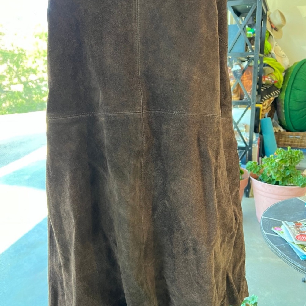 Free People Brown Suede Paneled Midi Skirt